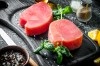 Gelsvauodegio tuno filė gabalai, glazūruoti, ~10 kg, šaldyta